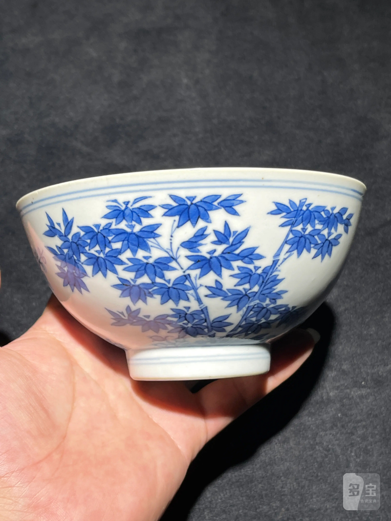 清道光 青花松竹梅纹碗 - 图2